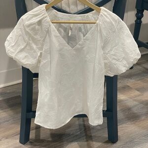 Anthropologie White Textured Blouse